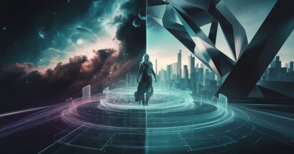 Aquarius 2026 personal growth concept showing the transition from a visionary dreamer to a structured architect with celestial background.