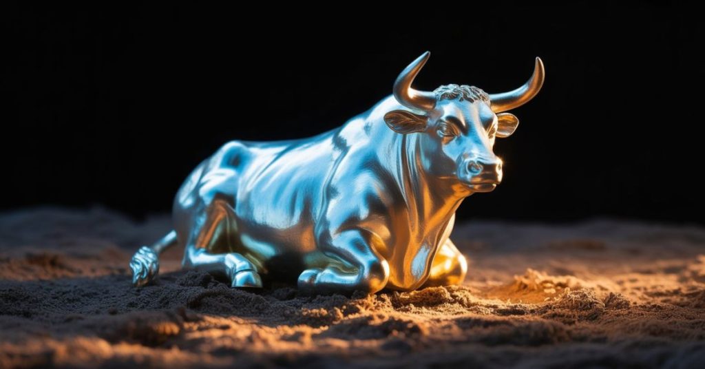 Golden Taurus bull standing on deep-sea bed representing the Sun-Sedna fusion