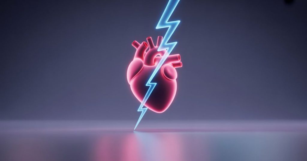 Two people sitting in a neon cafe looking at their phones but holding hands representing digital love